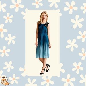 Anthropologie Yoana Baraschi Cerulean Depths Midi Dress, Sz XSP